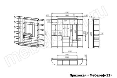 Прихожая Мебелеф-12 чертеж-размеры