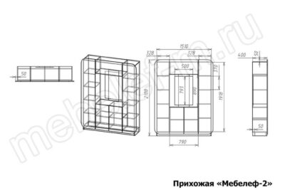 Прихожая Мебелеф-2 чертеж-размеры