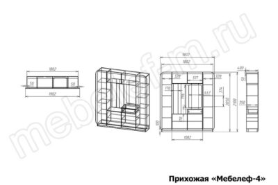Прихожая Мебелеф-4 чертеж-размеры