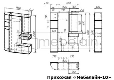 размеры прихожей Мебелайн-10