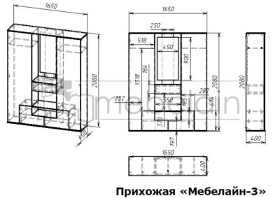 размеры прихожей Мебелайн-3