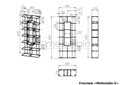 размеры стеллажа Мебелайн-3
