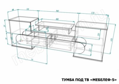 Размеры тумбы под ТВ Мебелеф-5