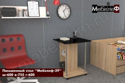 письменный стол Мебелеф 29 дуб сонома черный глянец
